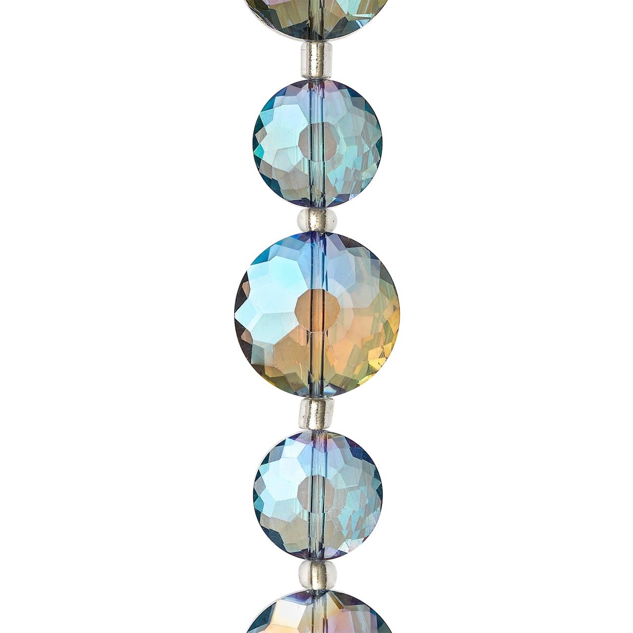 Iridescent Blue Large Glass Lentil Beads, 18mm by Bead Landing™
